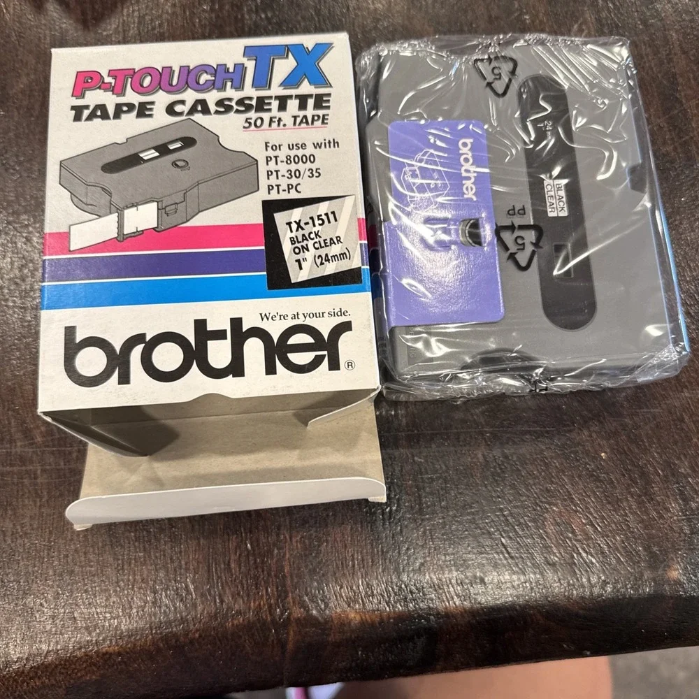 Brother P-Touch TX Tape Cassette 50Ft Tape TX-1511 Black On Clear Factory Sealed